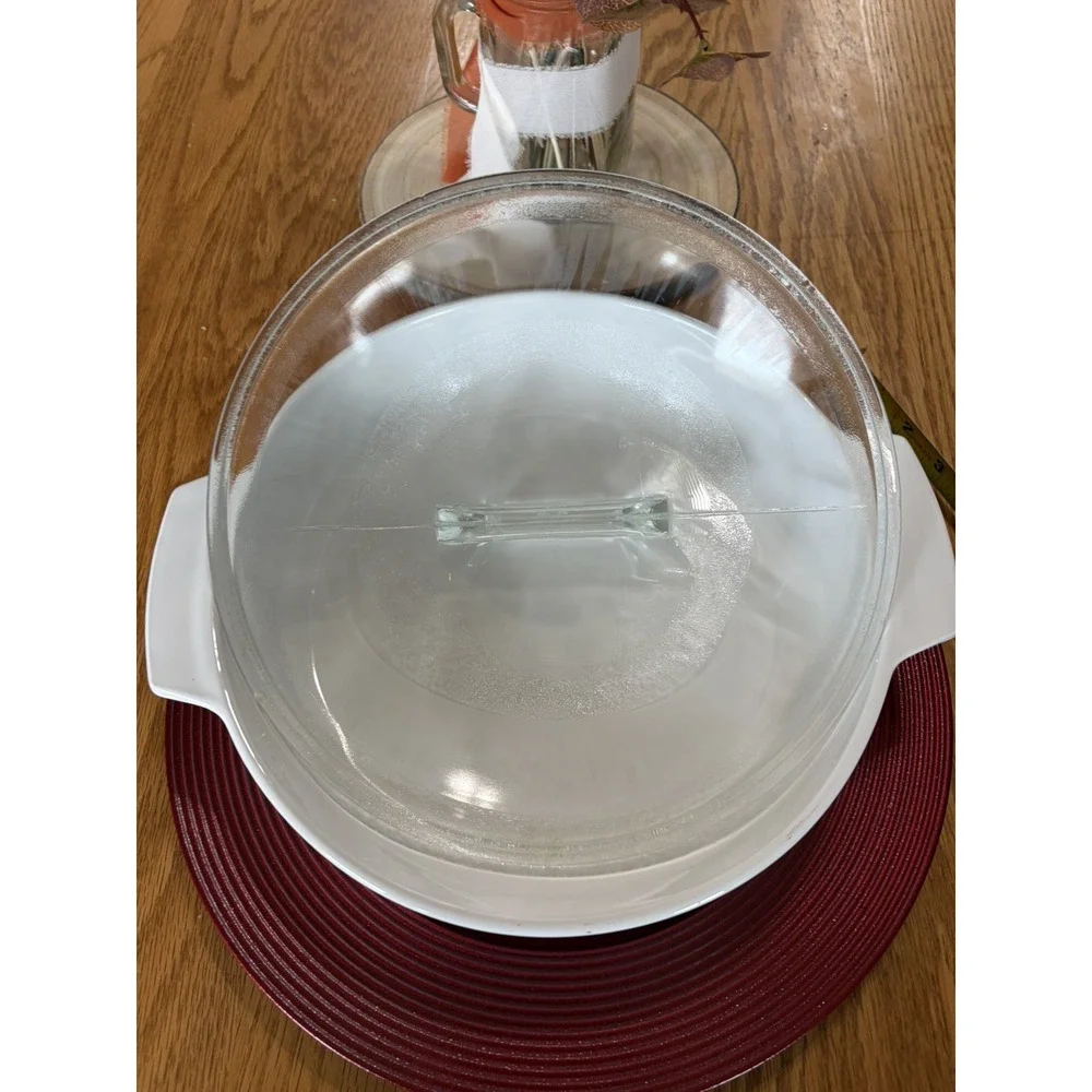 Vintage CorningWare MW-17-B Microwave Browning Casserole – Round – With Lid –USA
